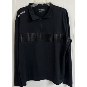 EUC Columbia Golf Shirt Mens Large Black Dynamic Pullover 1/4 Zip Omni Wick Logo